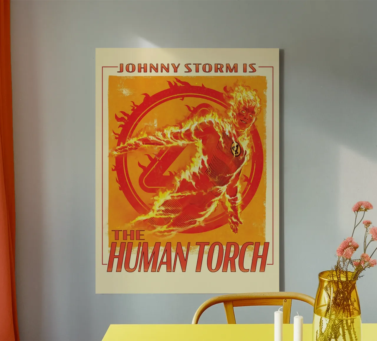 Fantastic 4 - The Human Torch tela con Cornice a cassetta da FANTASTIC 4 by JUNIQE