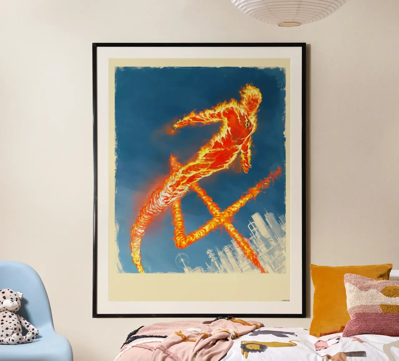 Fantastic 4 - The Human Torch II poster con telaio in alluminio da FANTASTIC 4 by JUNIQE