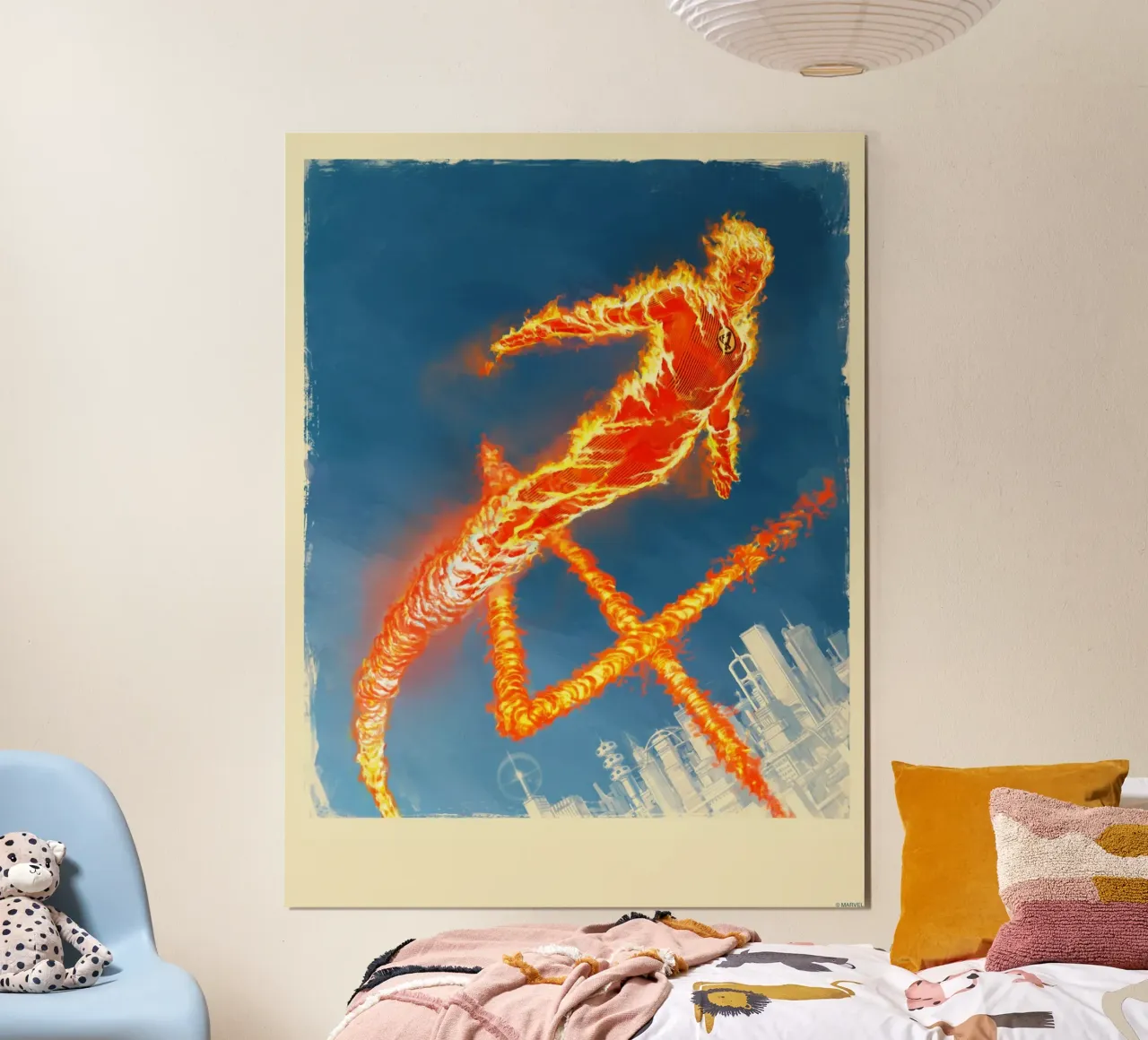 Fantastic 4 - The Human Torch II poster con telaio in alluminio da FANTASTIC 4 by JUNIQE