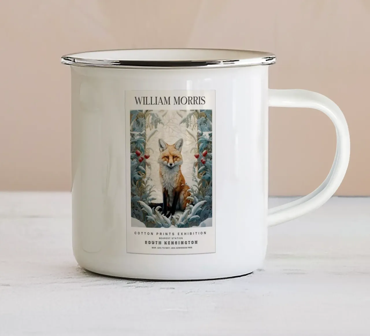 Poster per gatti William Morris tazza in smalto da ART LEGEND ORIGINAL