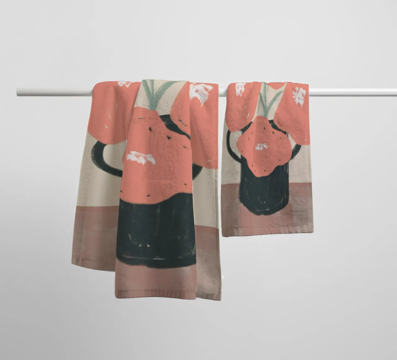 Arte floreale astratta in corallo asciugamano da bagno da Melloi Art Print