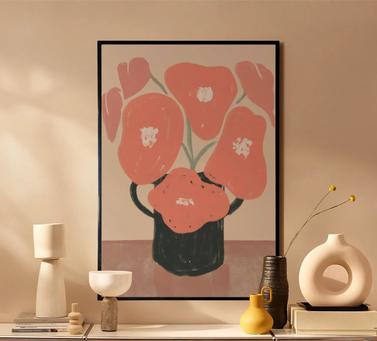 Arte floreale astratta in corallo carta hahnemühle da Melloi Art Print