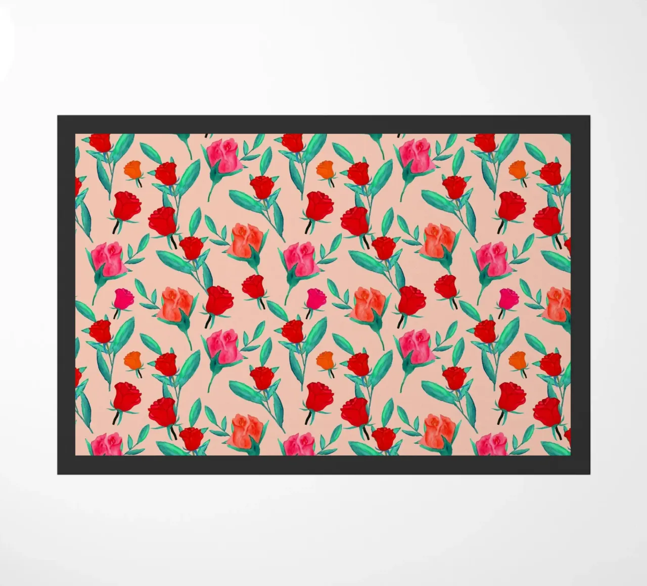 Rosebud Print Peachy Bloom doormat by SilverPegasus