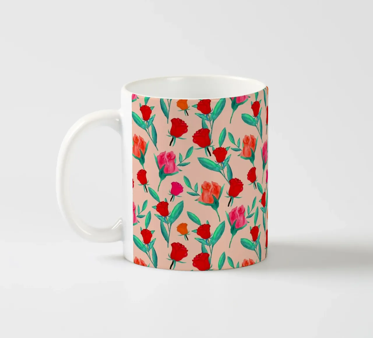 Stampa bocciolo di rosa Fiore di pesco tazza in ceramica da SilverPegasus