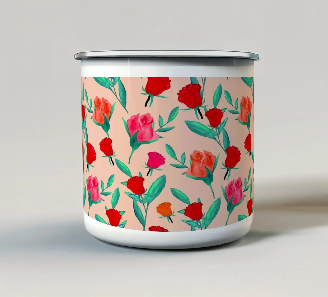 Stampa bocciolo di rosa Fiore di pesco tazza in smalto da SilverPegasus