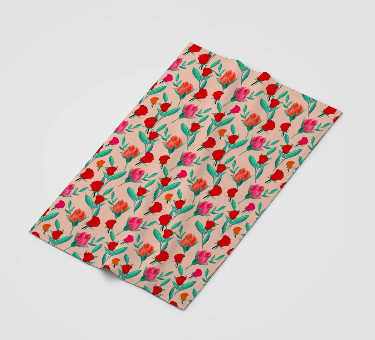 Rosebud Print Peachy Bloom fleece blanket by SilverPegasus