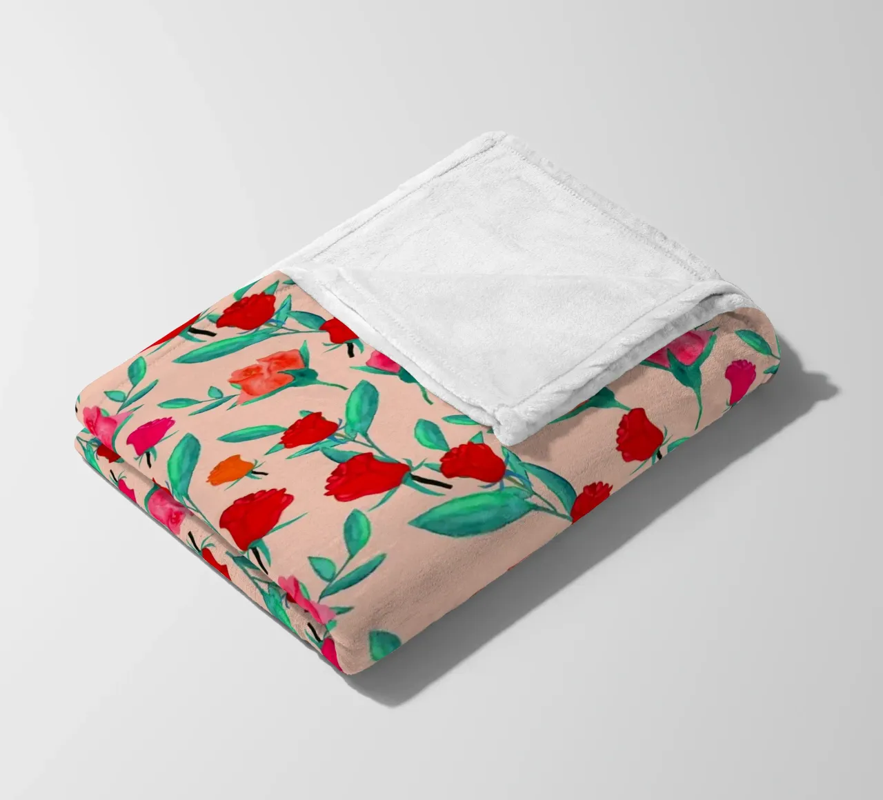 Rosebud Print Peachy Bloom fleece blanket by SilverPegasus