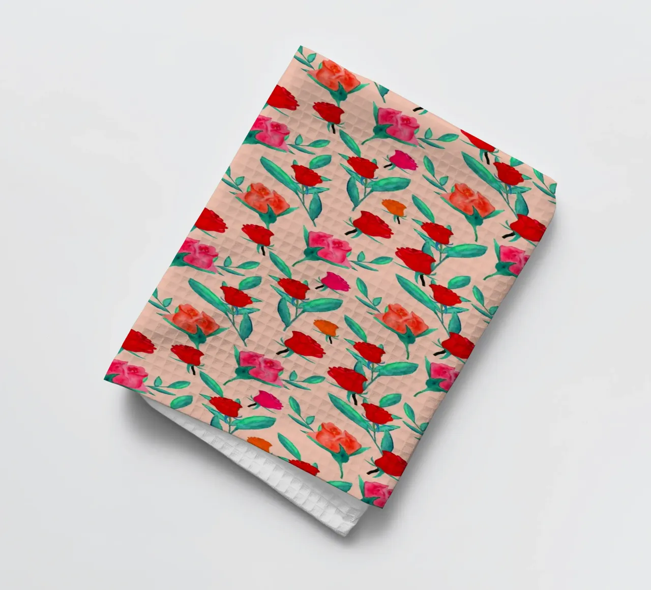Rosebud Print Peachy Bloom torchon de SilverPegasus