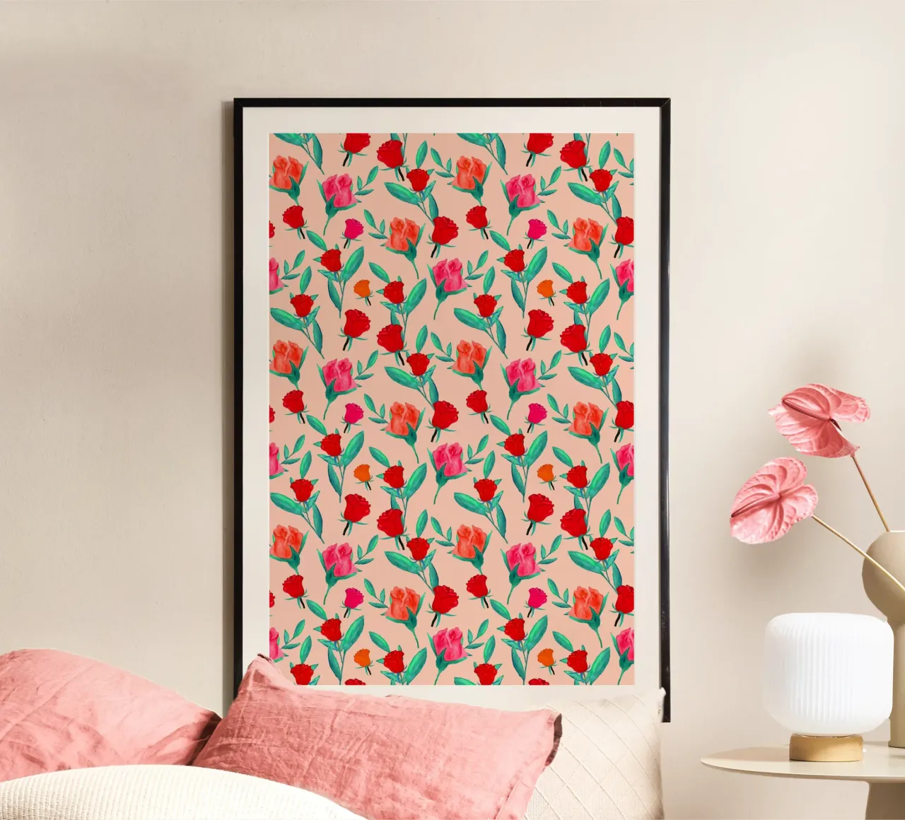 Rosebud Print Peachy Bloom poster de SilverPegasus