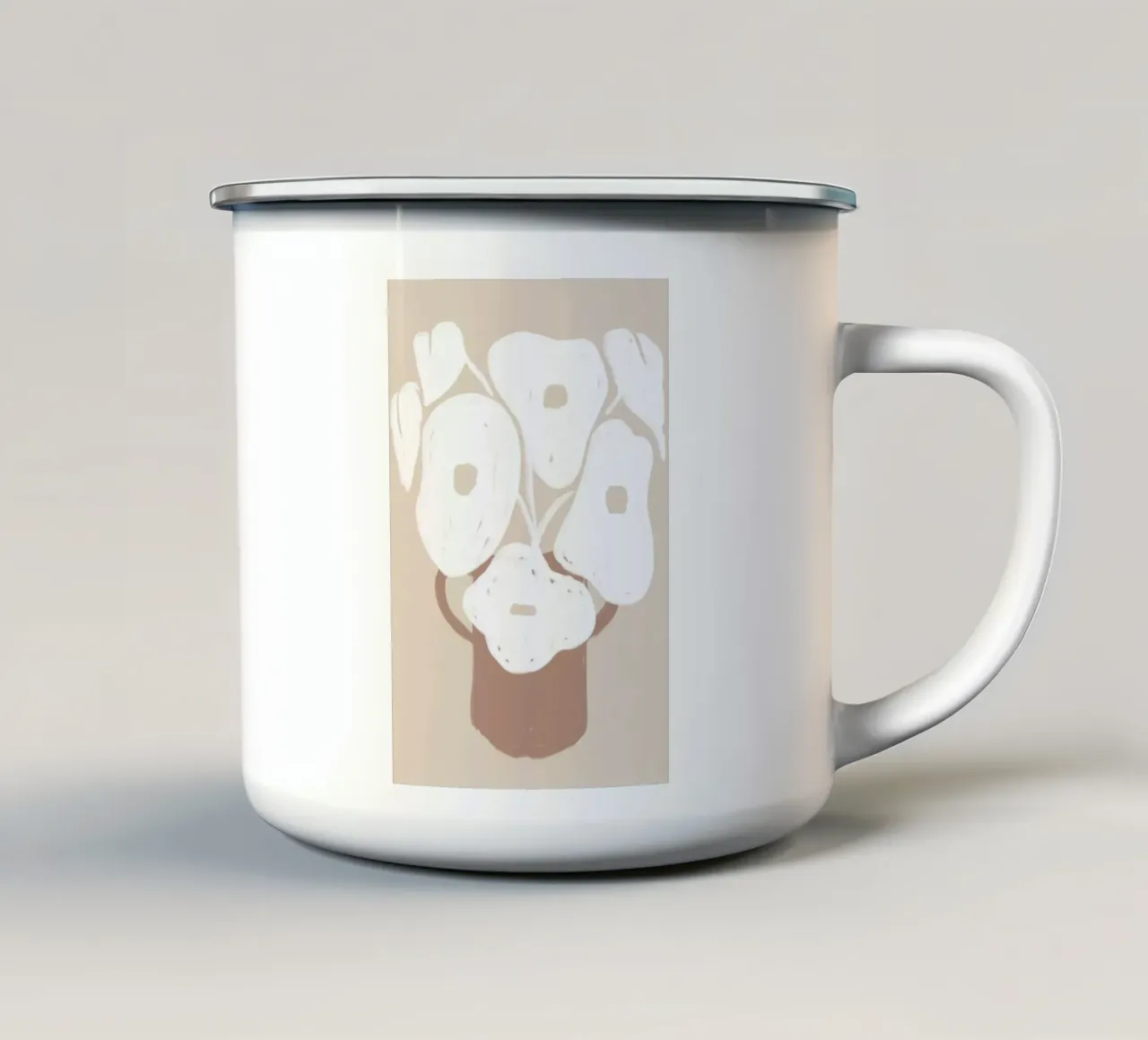 Vaso floreale bianco minimalista tazza in smalto da Melloi Art Print