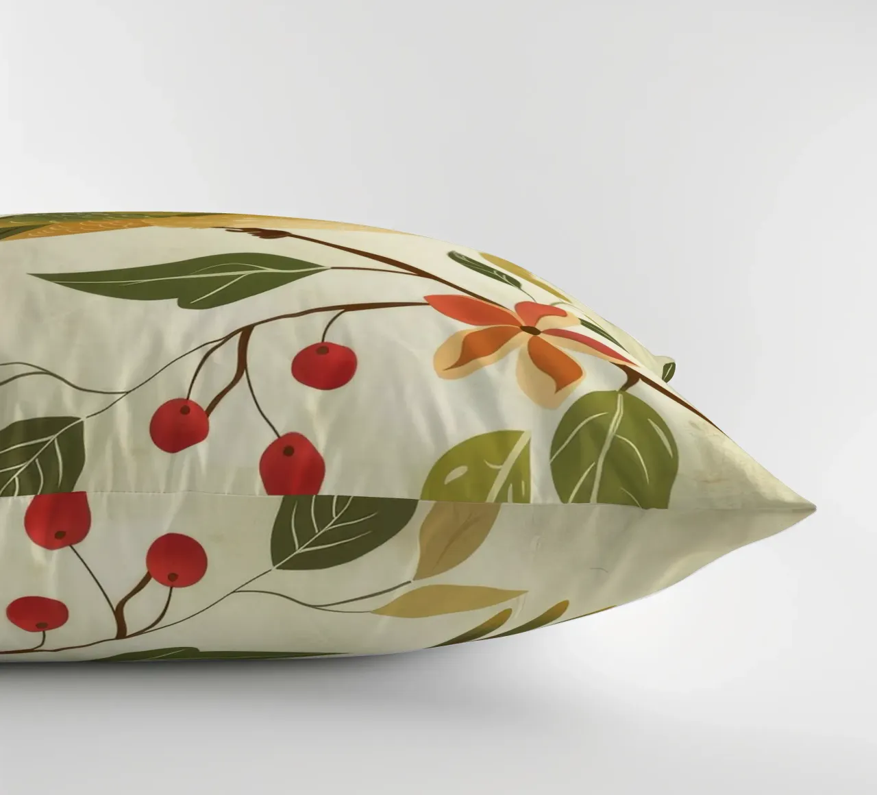 Hummingbird perched on a branch with leaves and flowers decorative cushion by DesignDoodle