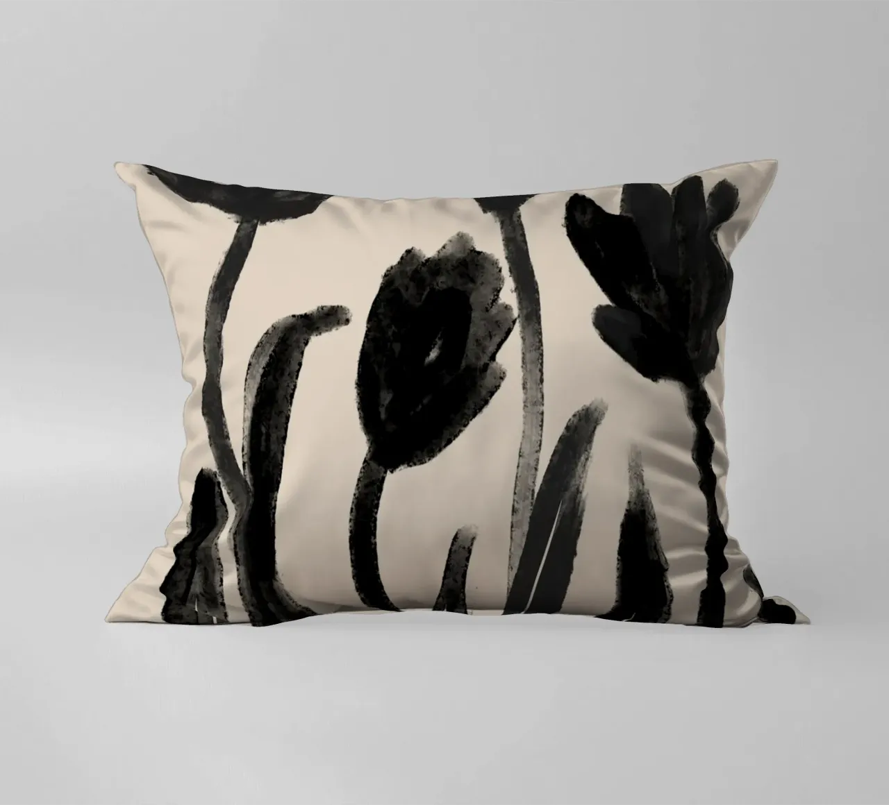 Astratto nero floreale botanico cuscino da Melloi Art Print