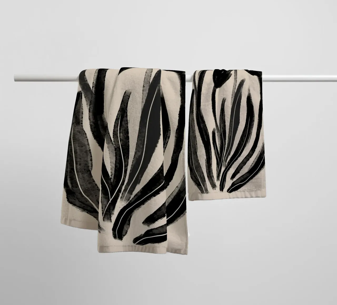 Astratto nero floreale botanico asciugamano da bagno da Melloi Art Print