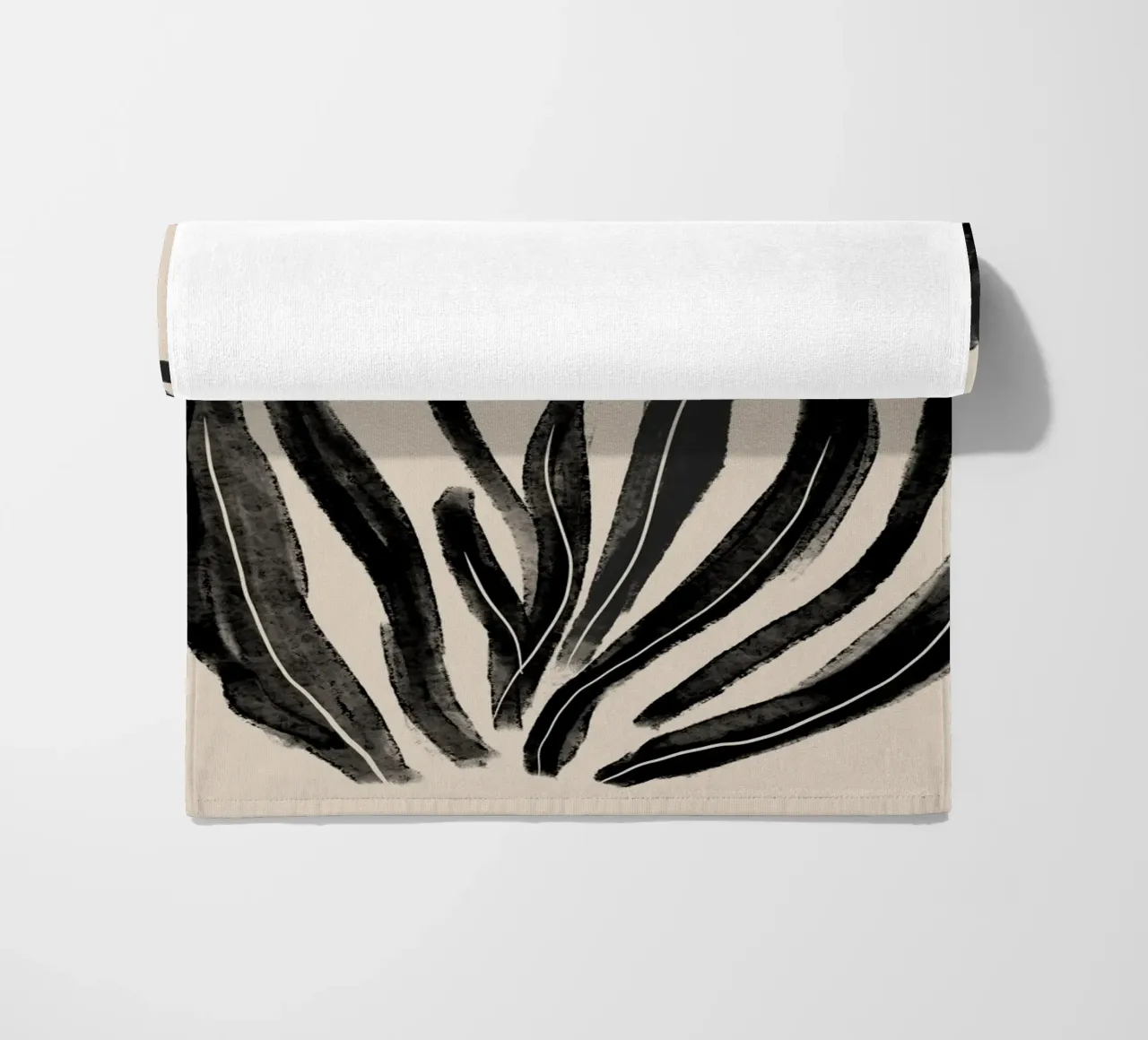 Astratto nero floreale botanico telo mare da Melloi Art Print