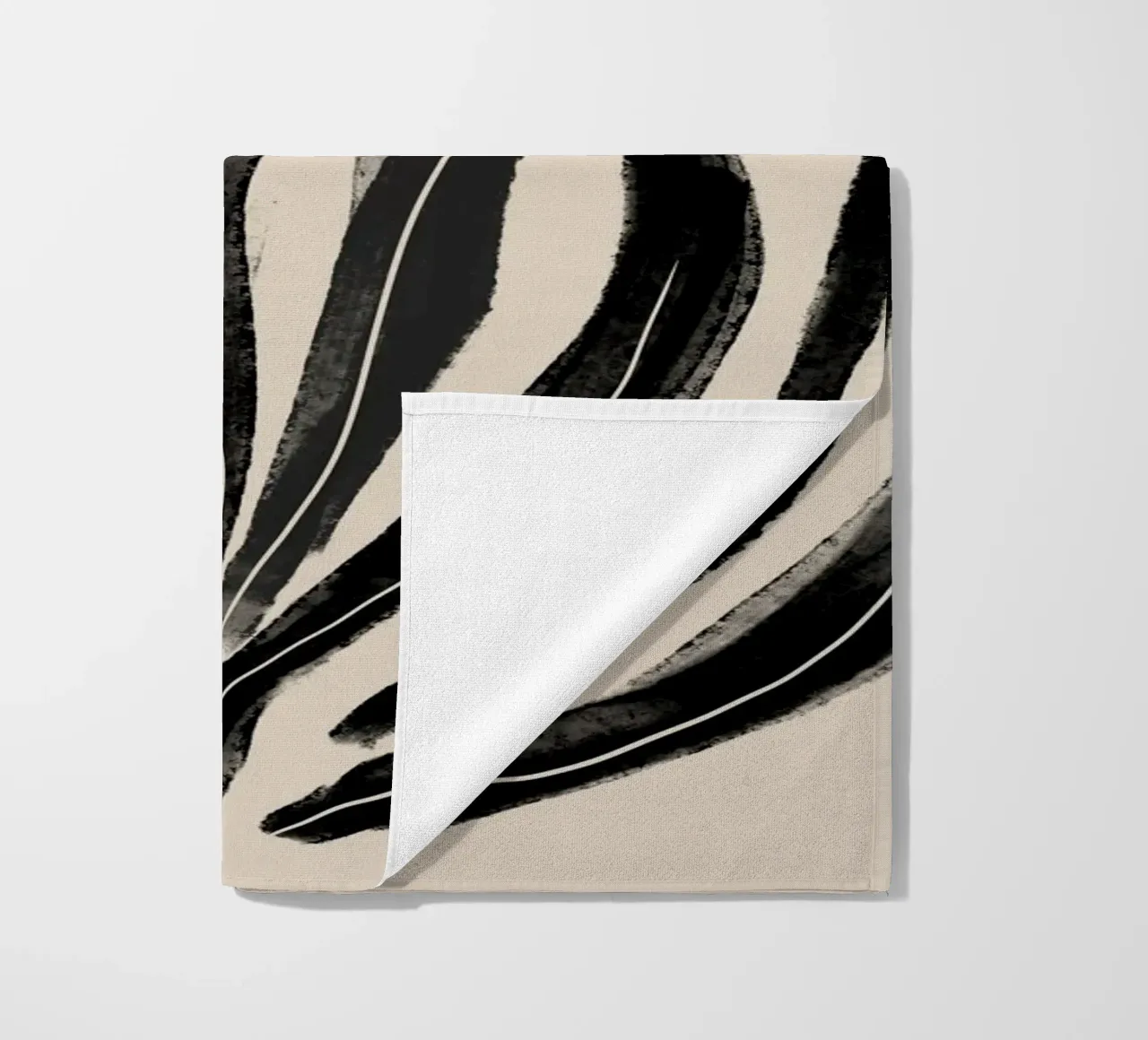 Astratto nero floreale botanico telo mare da Melloi Art Print