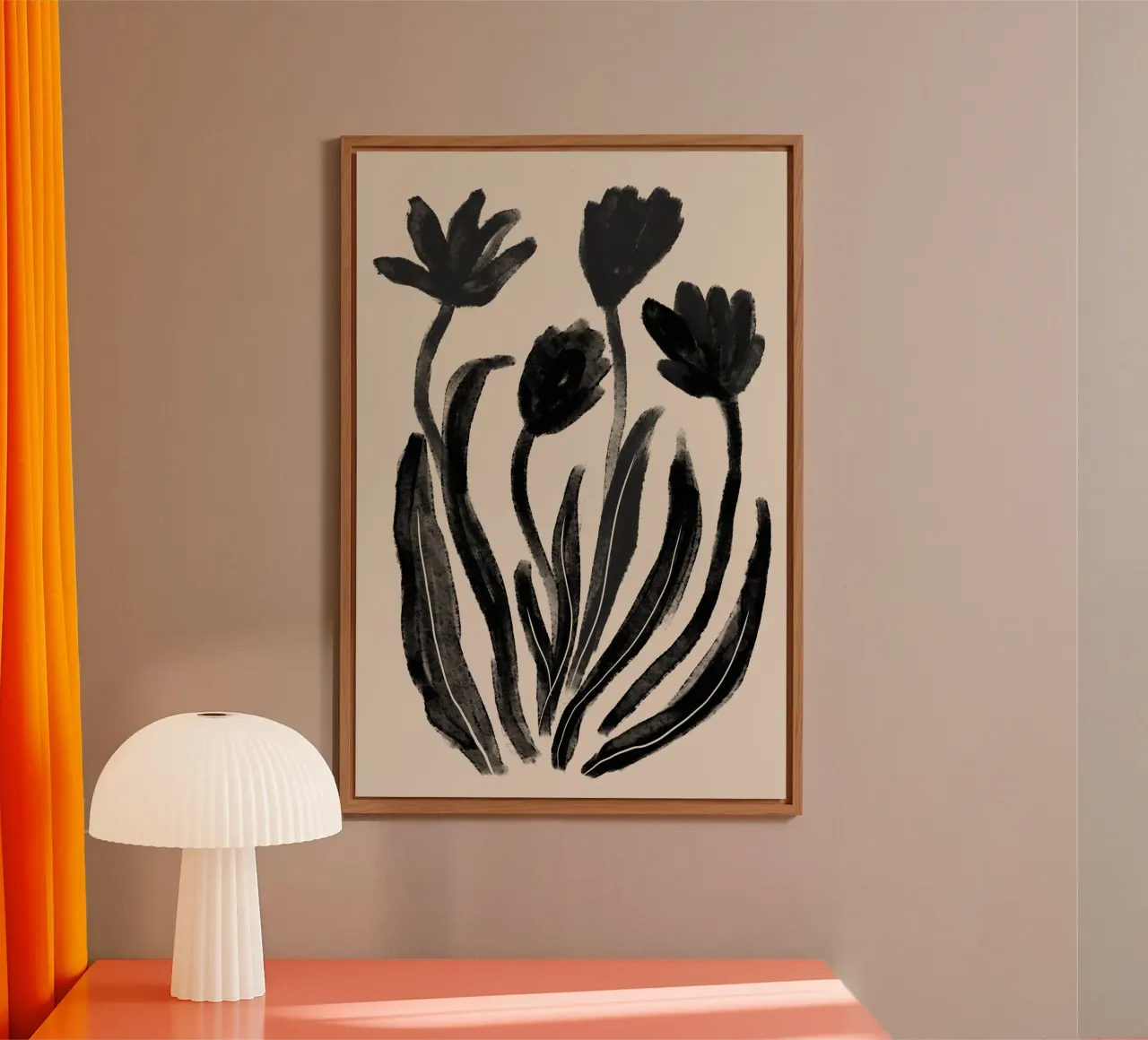Astratto nero floreale botanico alluminio dibond da Melloi Art Print