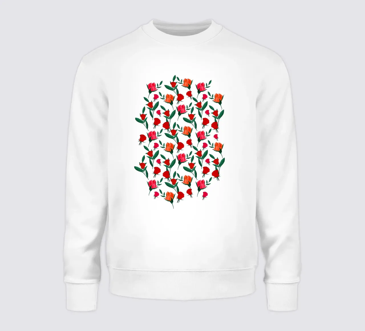 Rosebud Print Rust Orange sweatshirt by SilverPegasus