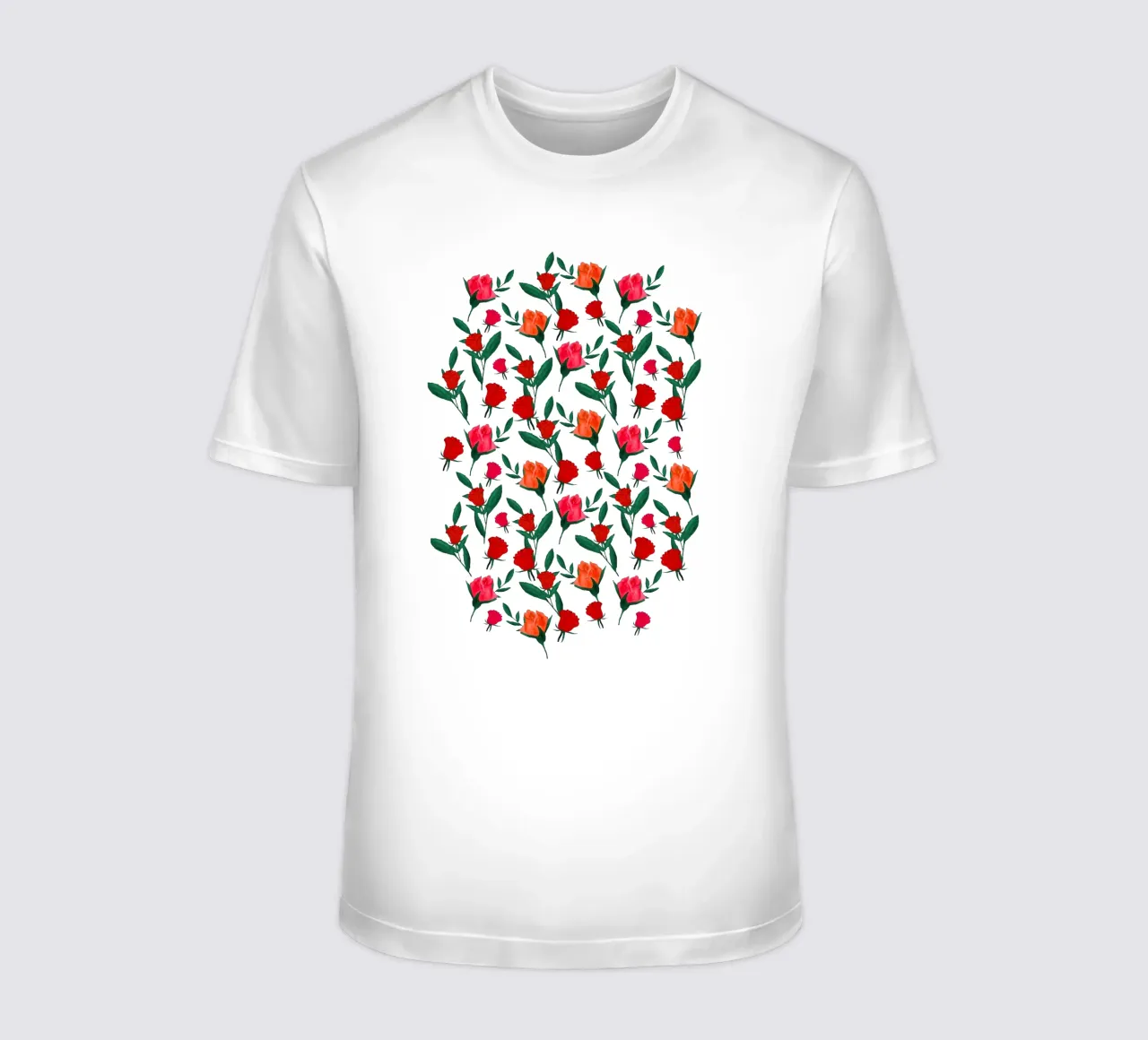 Rosebud Print Rust Orange t-shirt by SilverPegasus