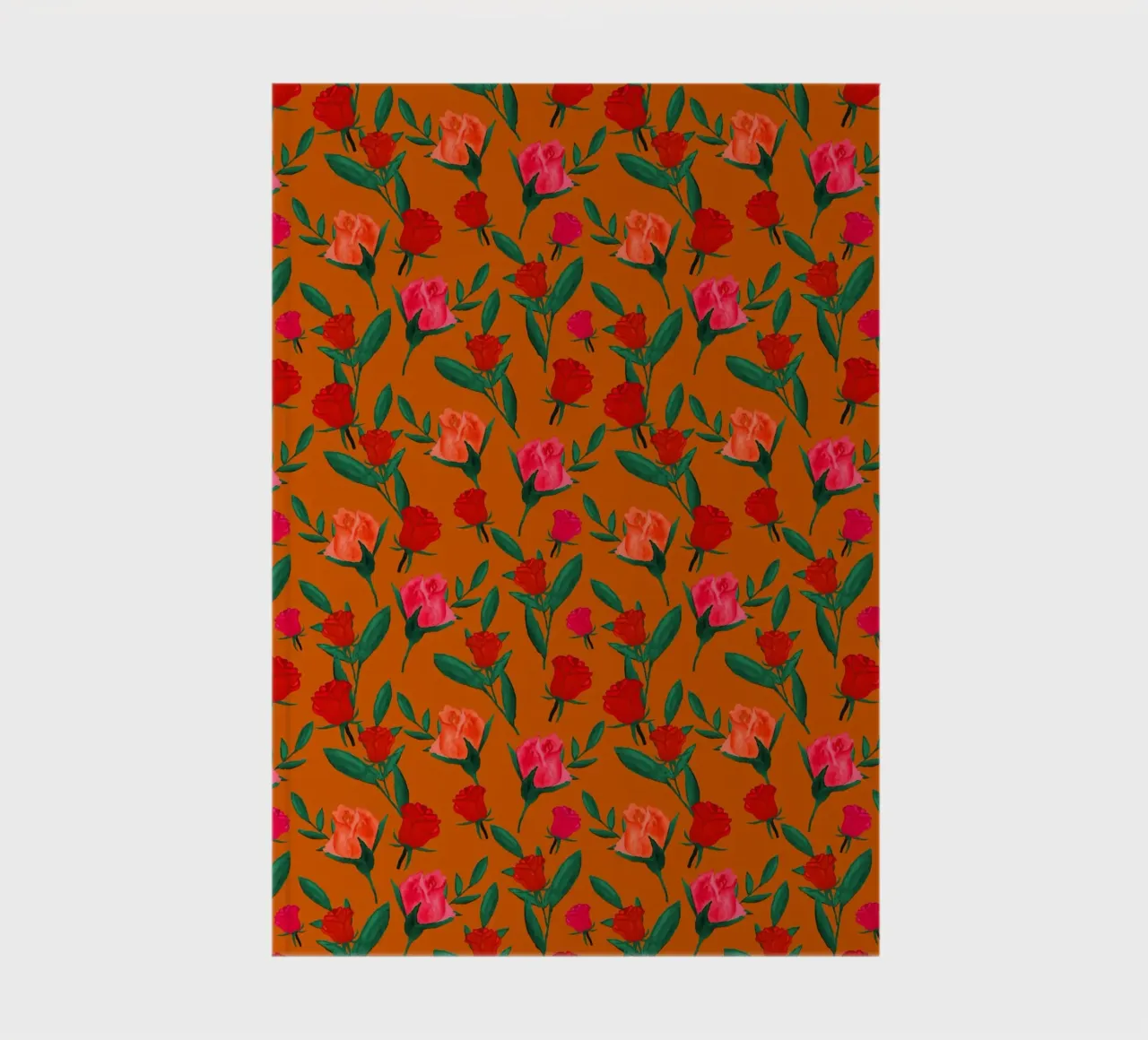 Rosebud Print Rust Orange notebook by SilverPegasus