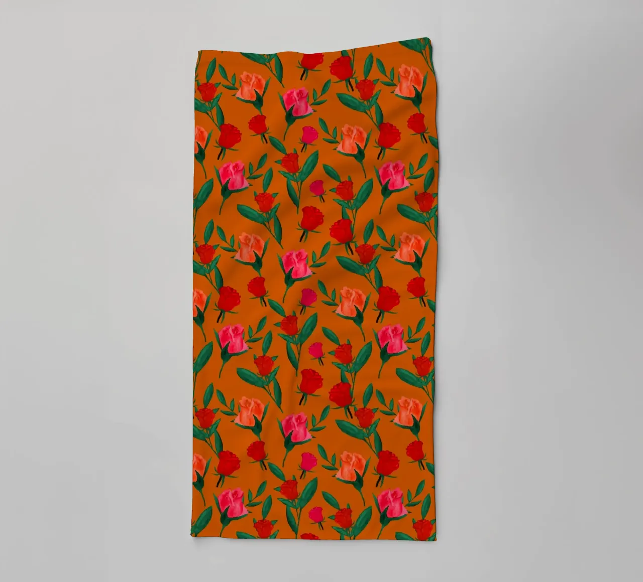 Rosebud Print Rust Orange towel by SilverPegasus