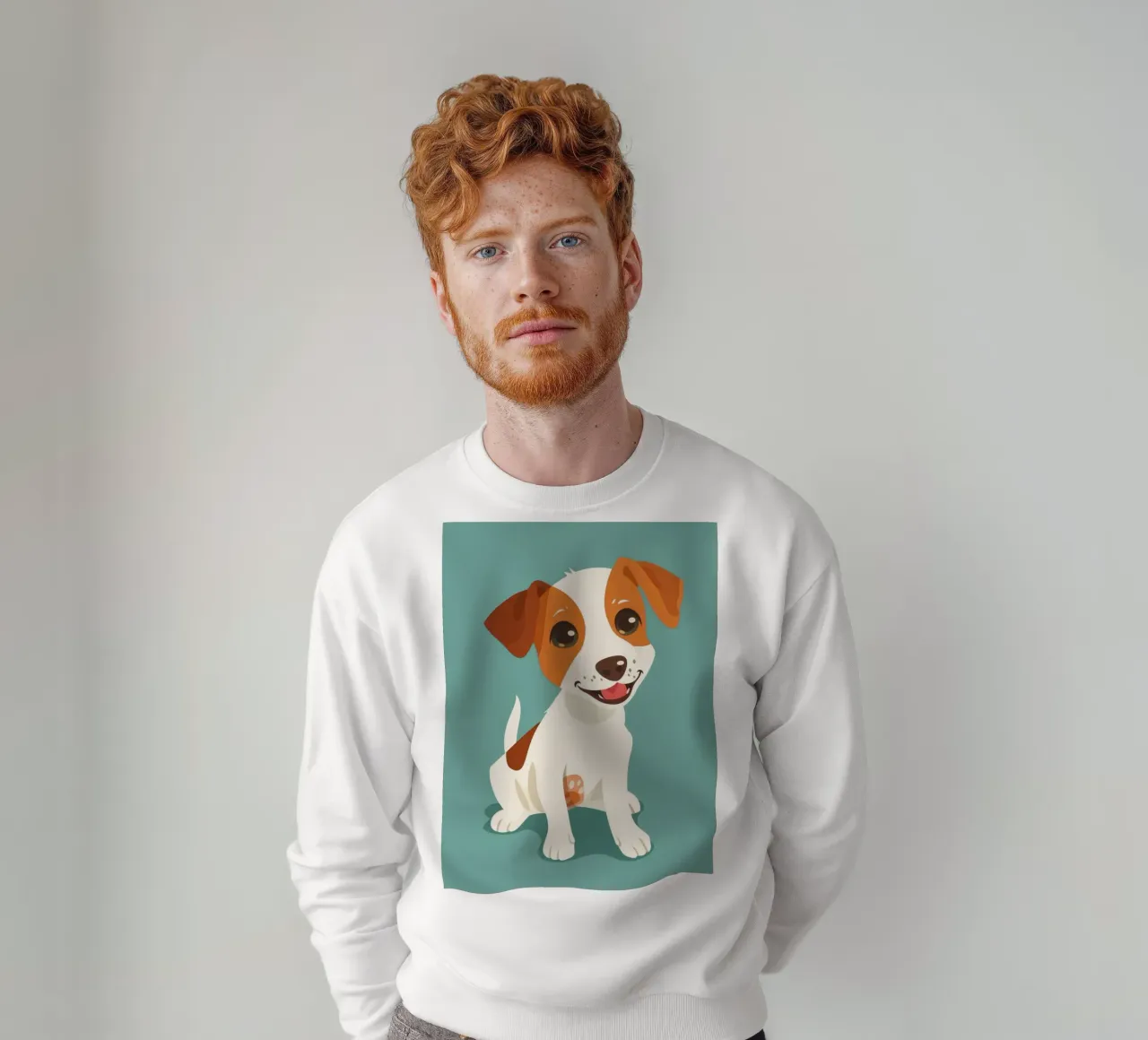 Cucciolo felice seduto e con gli occhi lucidi che guardano in modo giocoso felpa da DesignDoodle