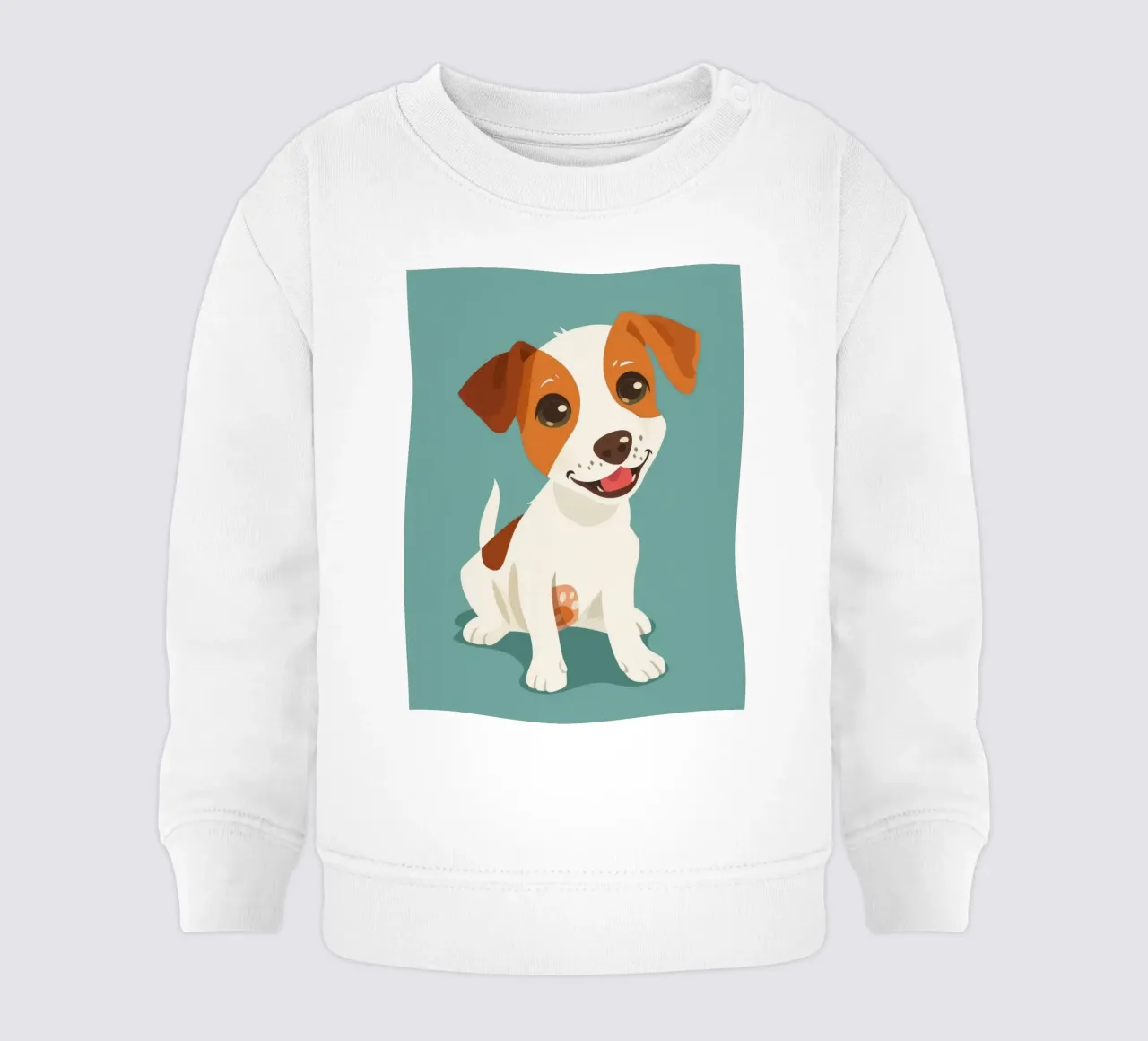 Cucciolo felice seduto e con gli occhi lucidi che guardano in modo giocoso felpa neonato da DesignDoodle