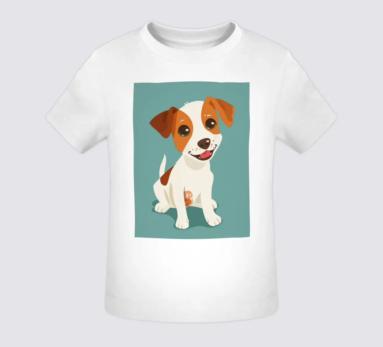 Cucciolo felice seduto e con gli occhi lucidi che guardano in modo giocoso maglietta neonato da DesignDoodle