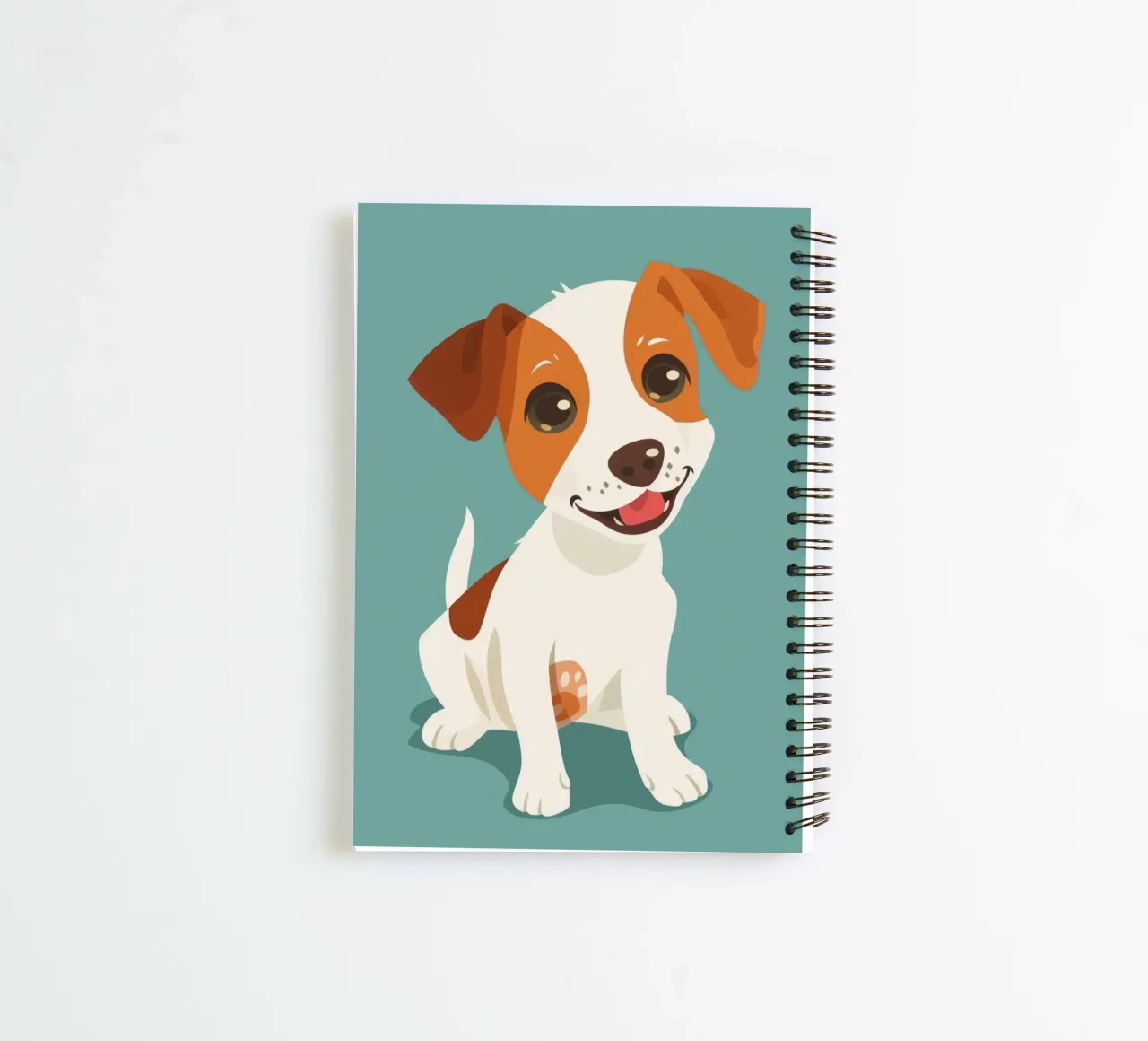 Happy puppy sitting and looking playfully with bright eyes spiral notebook by DesignDoodle