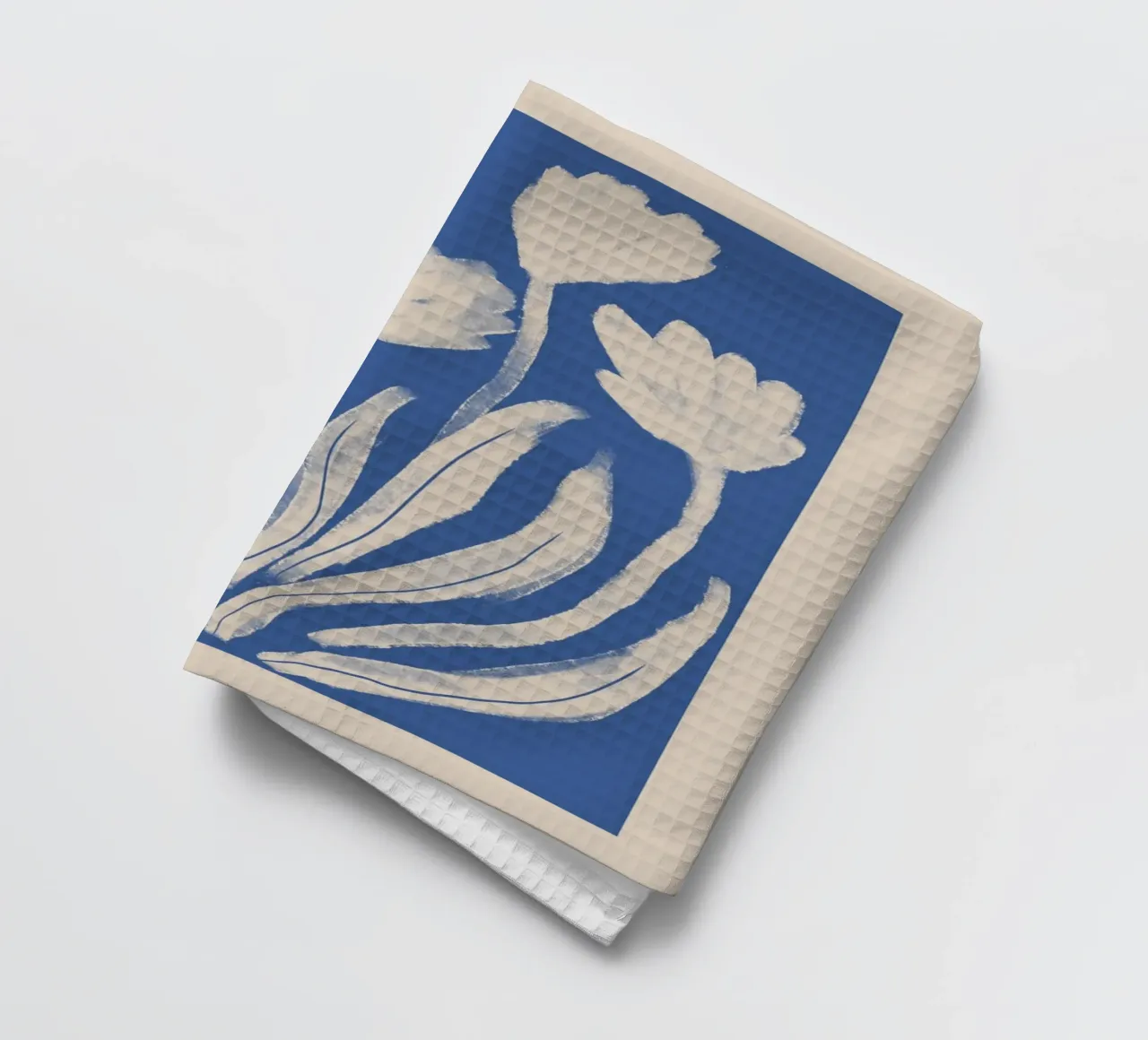 Audace floreale astratto blu e bianco canovaccio da cucina da Melloi Art Print