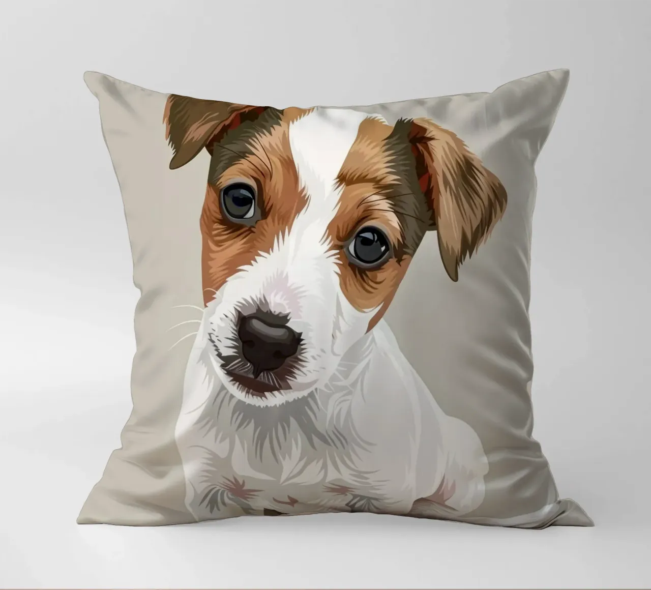 Simpatico cucciolo in posizione seduta con un'espressione curiosa cuscino da DesignDoodle