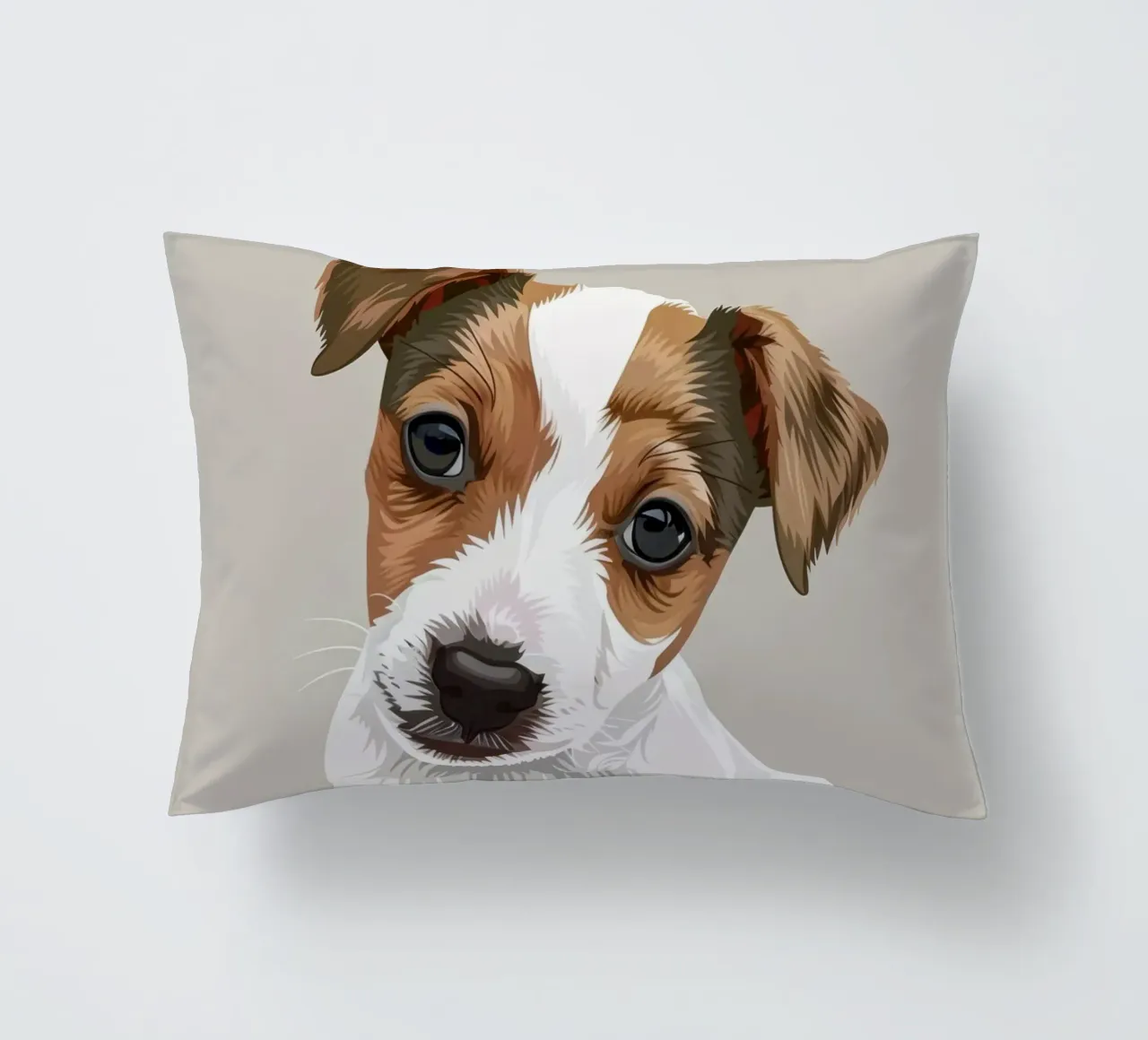 Simpatico cucciolo in posizione seduta con un'espressione curiosa cuscino da DesignDoodle