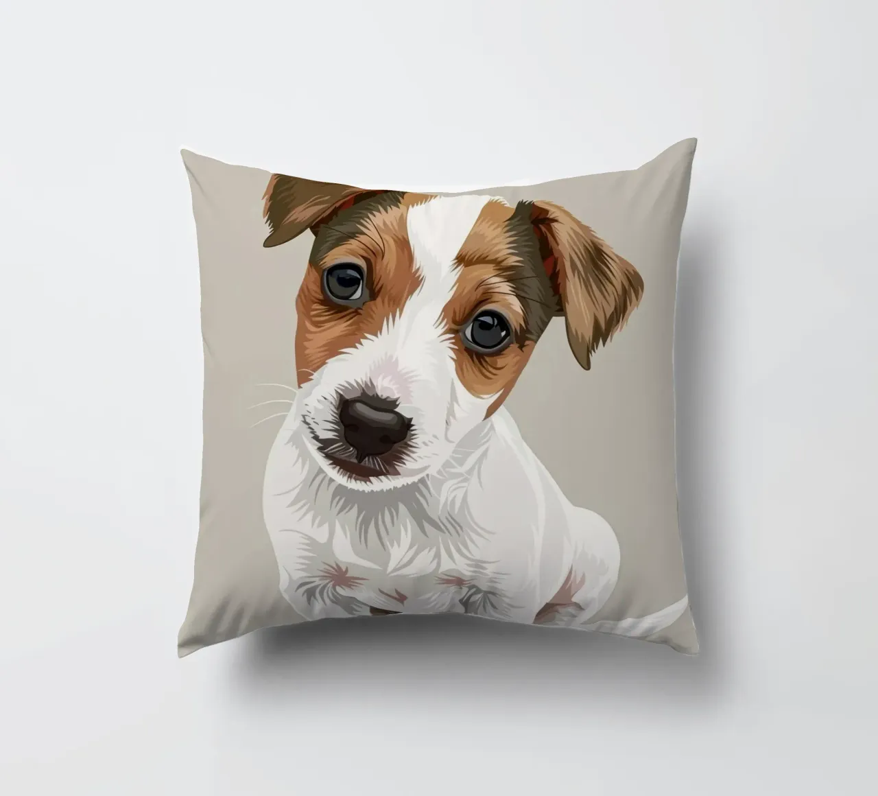 Simpatico cucciolo in posizione seduta con un'espressione curiosa cuscino da DesignDoodle