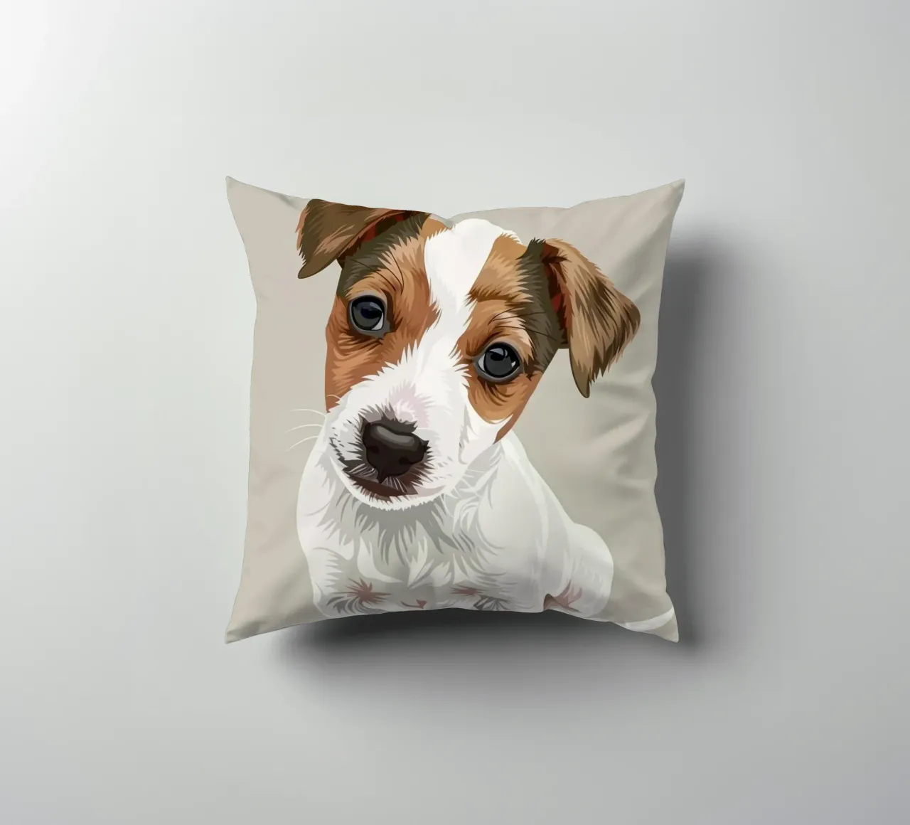 Simpatico cucciolo in posizione seduta con un'espressione curiosa cuscino da DesignDoodle