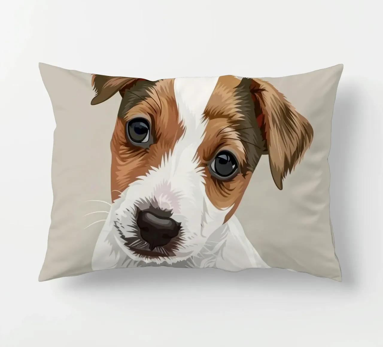 Simpatico cucciolo in posizione seduta con un'espressione curiosa cuscino da DesignDoodle