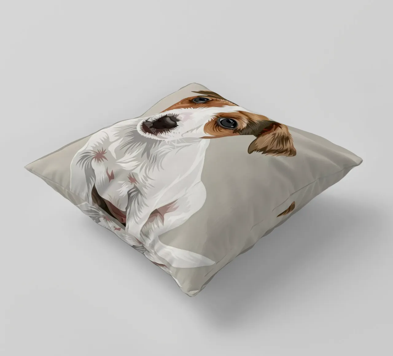Simpatico cucciolo in posizione seduta con un'espressione curiosa cuscino da DesignDoodle