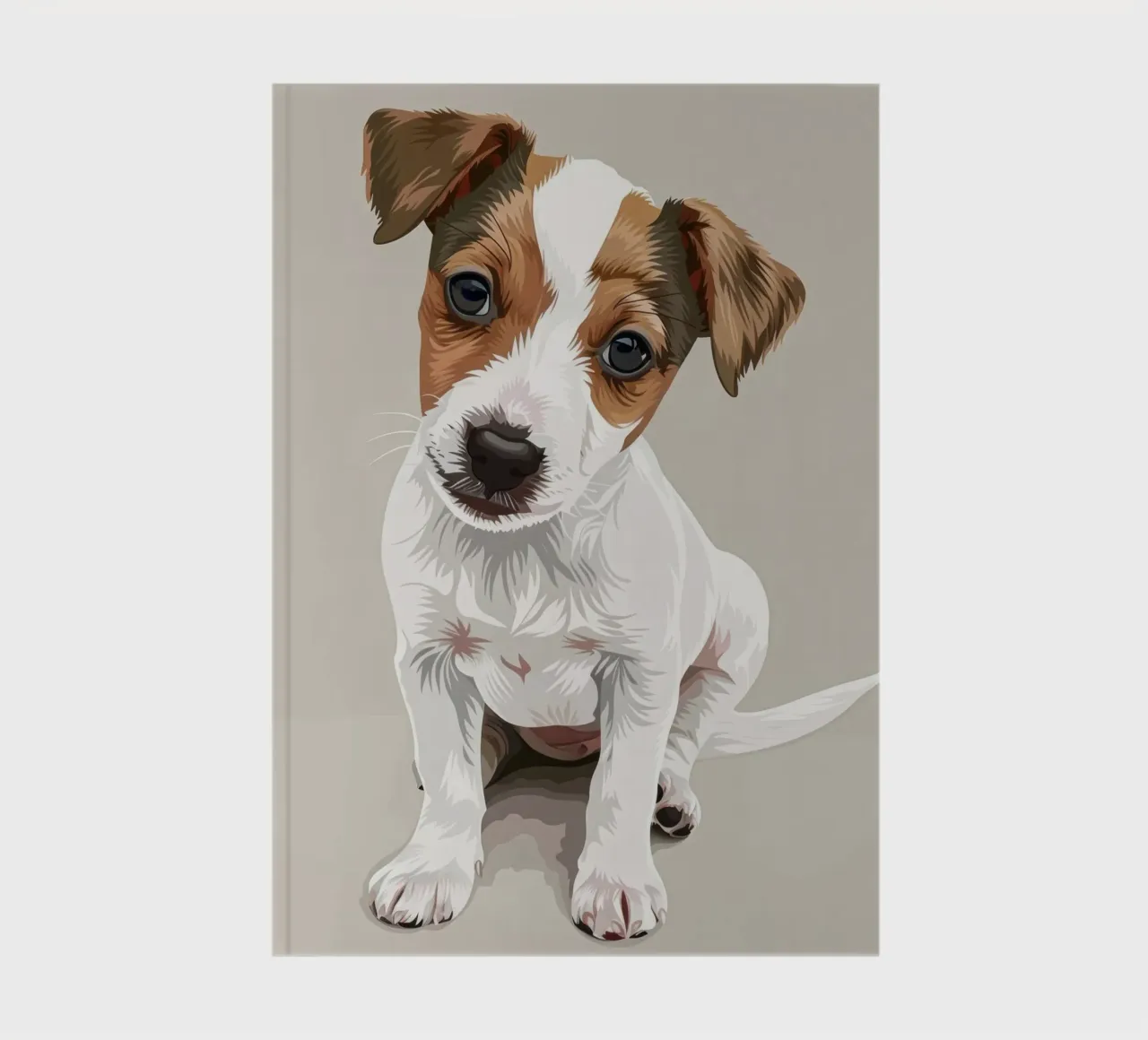 Cute puppy in a seated position with a curious expression notebook by DesignDoodle