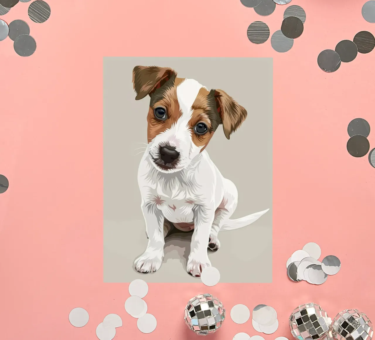 Mignon chiot en position assise avec une expression curieuse autocollant de DesignDoodle