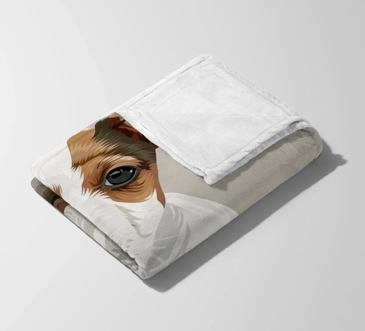 Simpatico cucciolo in posizione seduta con un'espressione curiosa coperta in pile da DesignDoodle
