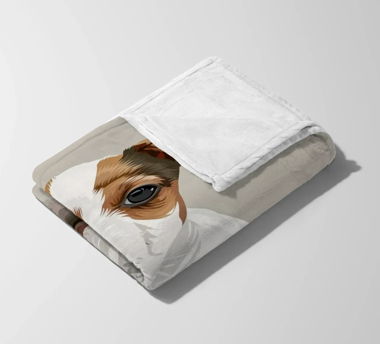 Simpatico cucciolo in posizione seduta con un'espressione curiosa coperta in pile da DesignDoodle
