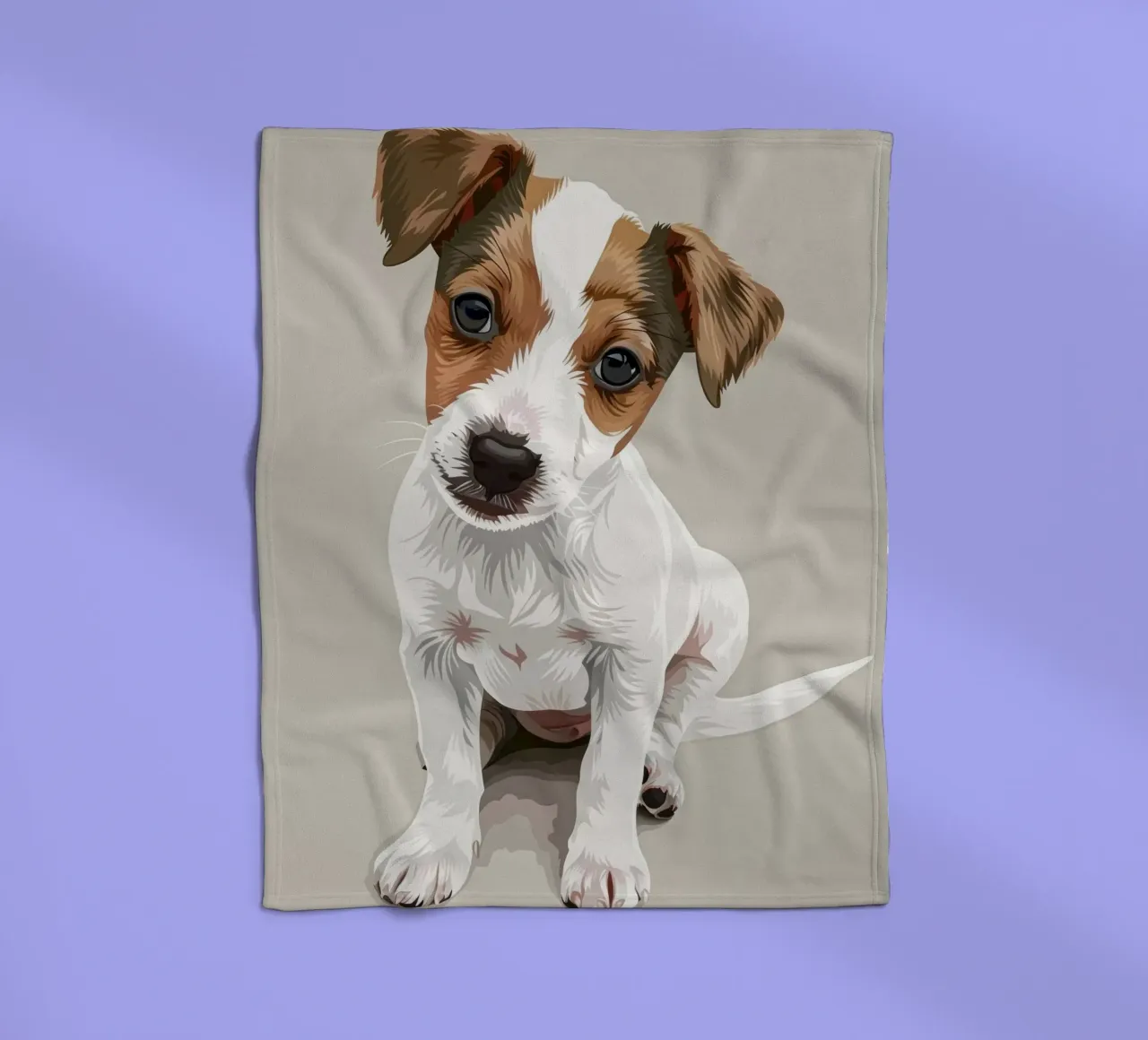 Simpatico cucciolo in posizione seduta con un'espressione curiosa coperta in pile da DesignDoodle