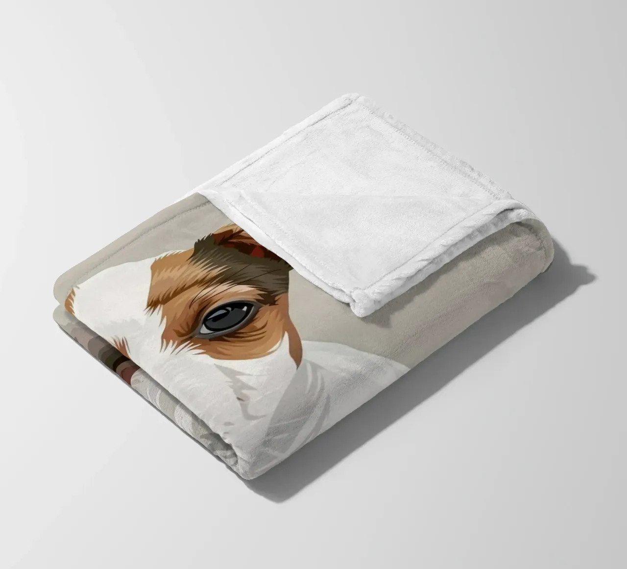 Simpatico cucciolo in posizione seduta con un'espressione curiosa coperta in pile da DesignDoodle