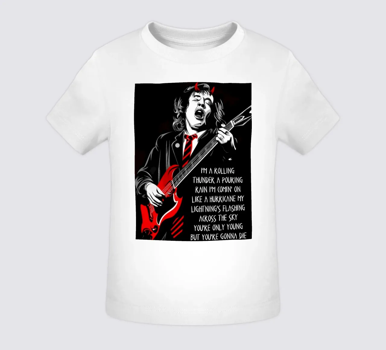 angus young Ac/Dc I'M A Rolling Thunder Art maglietta neonato da music soul
