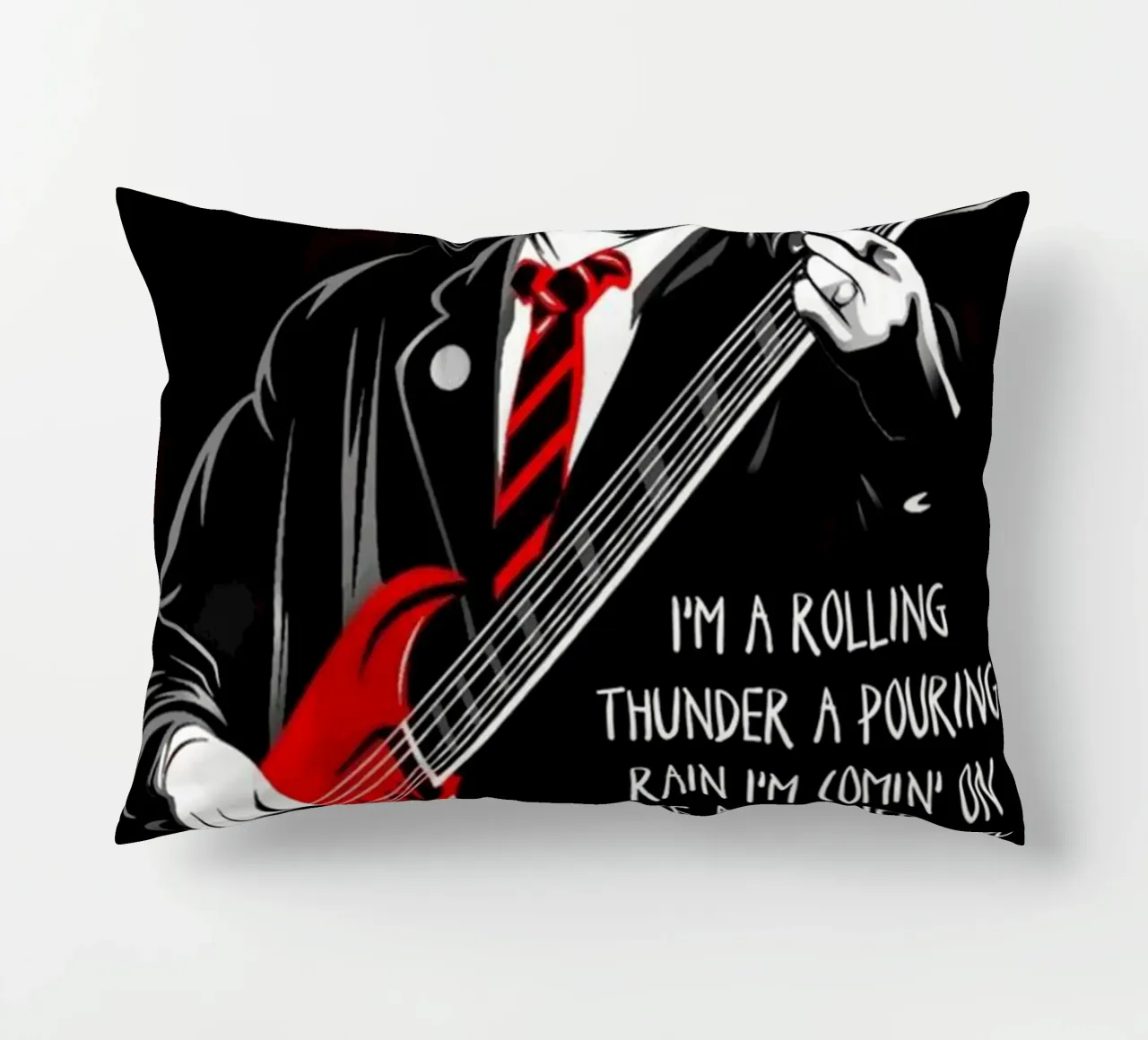 angus young Ac/Dc I'M A Rolling Thunder Art cuscino da music soul