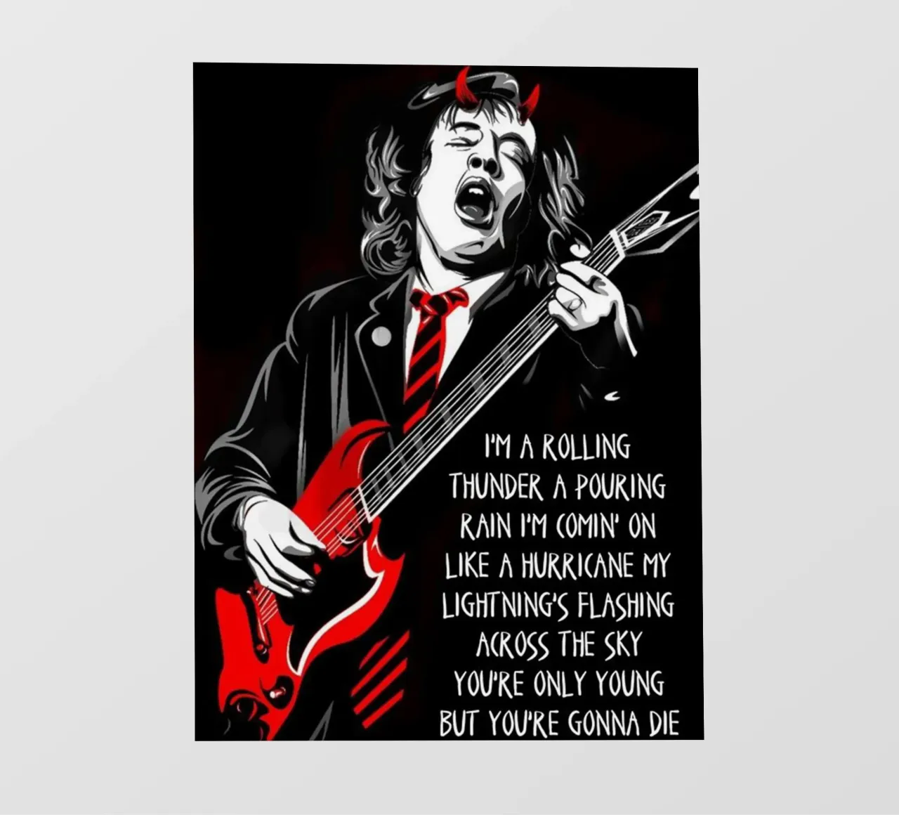 angus young Ac/Dc I'M A Rolling Thunder Art pellicola backlit da music soul