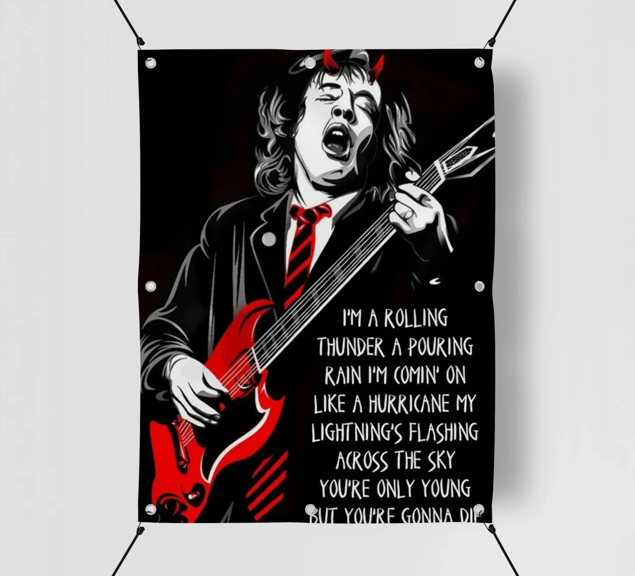angus young Ac/Dc I'M A Rolling Thunder Art telo in pvc da music soul