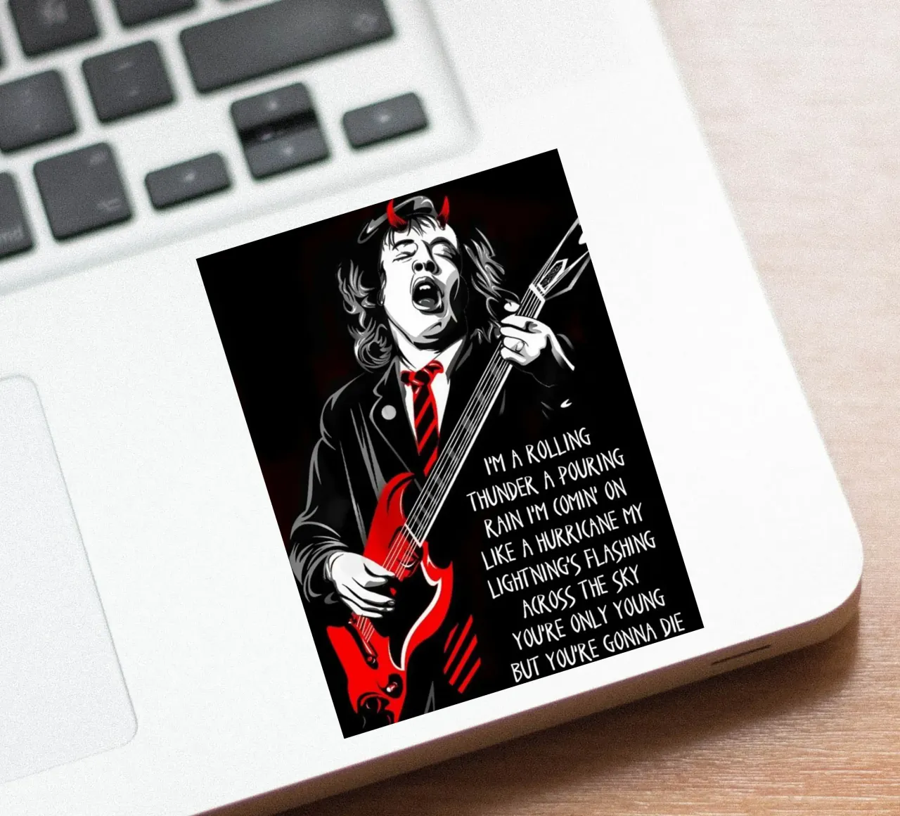angus young Ac/Dc I'M A Rolling Thunder Art Sticker von music soul