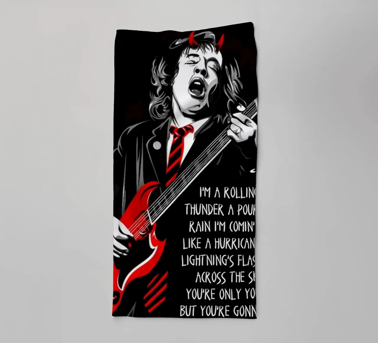 angus young Ac/Dc I'M A Rolling Thunder Art asciugamano da bagno da music soul