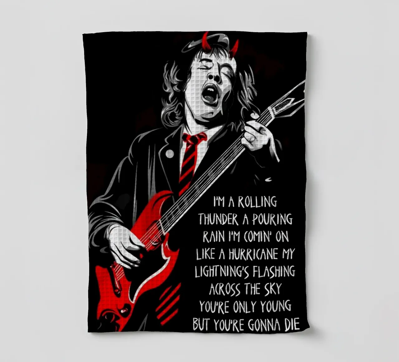 angus young Ac/Dc I'M A Rolling Thunder Art canovaccio da cucina da music soul