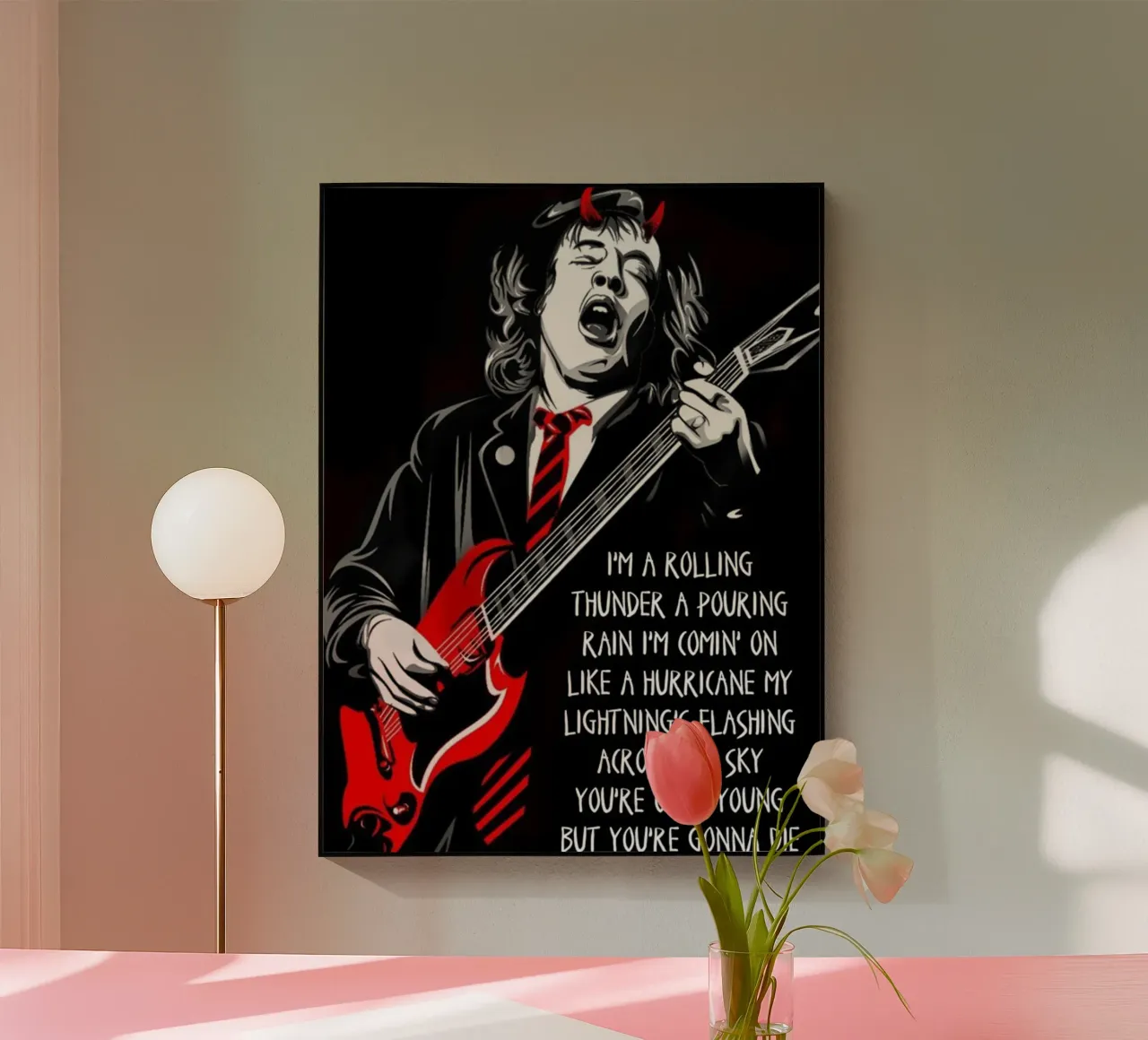 angus young Ac/Dc I'M A Rolling Thunder Art plexiglass da music soul