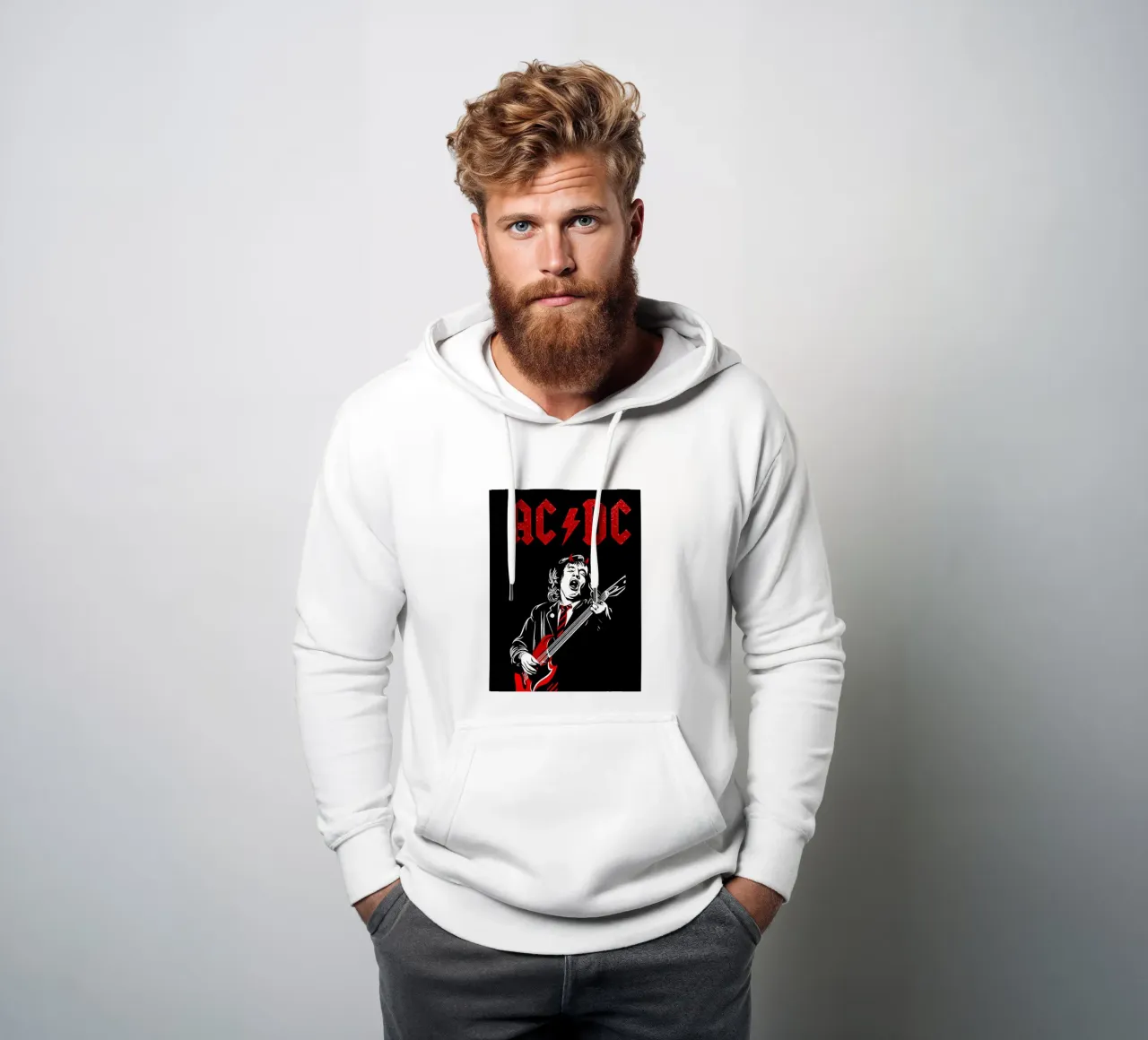 angus young Ac/Dc Art felpa con cappuccio da music soul